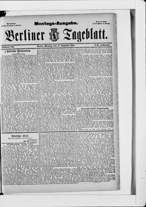 Berliner Tageblatt und Handels-Zeitung vom 14.12.1891