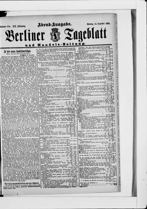 Berliner Tageblatt und Handels-Zeitung vom 14.12.1891