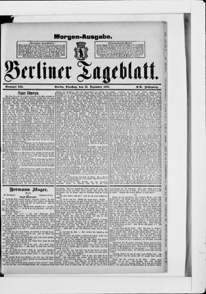 Berliner Tageblatt und Handels-Zeitung vom 15.12.1891