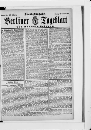 Berliner Tageblatt und Handels-Zeitung vom 15.12.1891