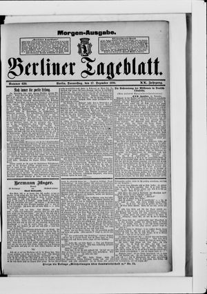 Berliner Tageblatt und Handels-Zeitung vom 17.12.1891