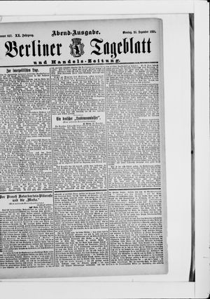 Berliner Tageblatt und Handels-Zeitung vom 21.12.1891