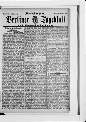Berliner Tageblatt und Handels-Zeitung vom 28.12.1891