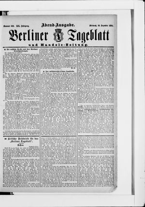 Berliner Tageblatt und Handels-Zeitung vom 30.12.1891