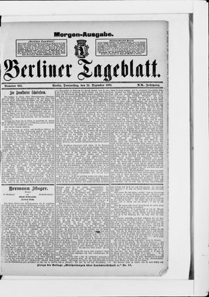 Berliner Tageblatt und Handels-Zeitung vom 31.12.1891