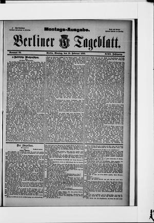 Berliner Tageblatt und Handels-Zeitung on Feb 15, 1892
