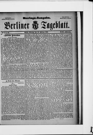 Berliner Tageblatt und Handels-Zeitung vom 22.02.1892