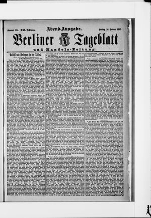 Berliner Tageblatt und Handels-Zeitung vom 26.02.1892