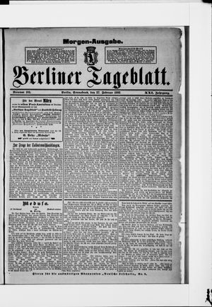 Berliner Tageblatt und Handels-Zeitung on Feb 27, 1892