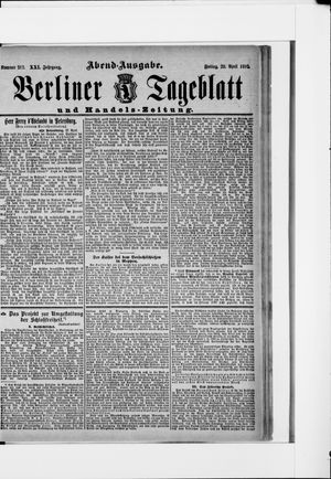 Berliner Tageblatt und Handels-Zeitung on Apr 29, 1892