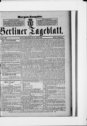 Berliner Tageblatt und Handels-Zeitung vom 18.06.1892