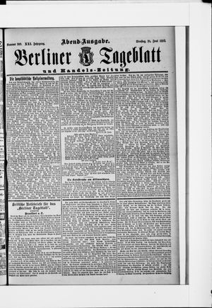 Berliner Tageblatt und Handels-Zeitung vom 21.06.1892