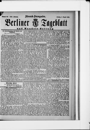 Berliner Tageblatt und Handels-Zeitung vom 02.08.1892