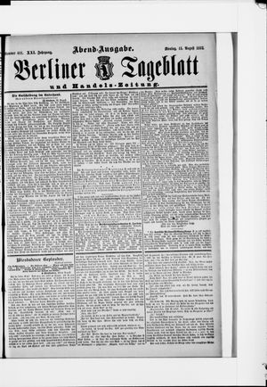 Berliner Tageblatt und Handels-Zeitung vom 15.08.1892