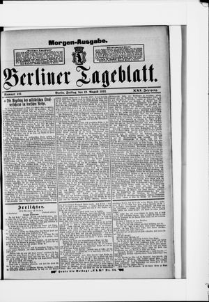 Berliner Tageblatt und Handels-Zeitung vom 19.08.1892