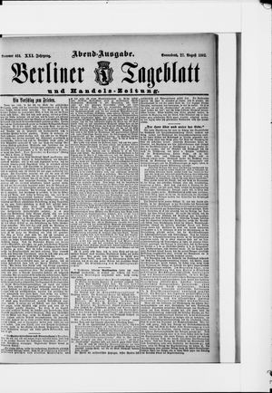 Berliner Tageblatt und Handels-Zeitung vom 27.08.1892