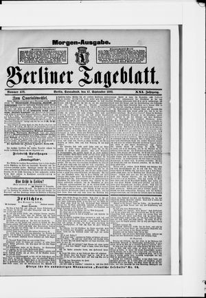 Berliner Tageblatt und Handels-Zeitung vom 17.09.1892