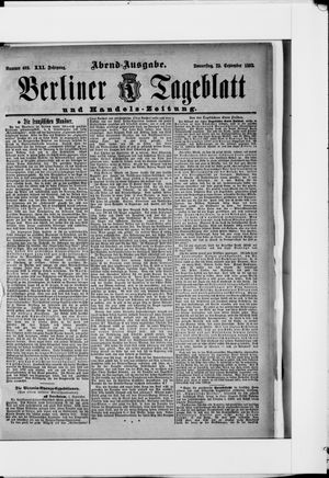 Berliner Tageblatt und Handels-Zeitung vom 22.09.1892