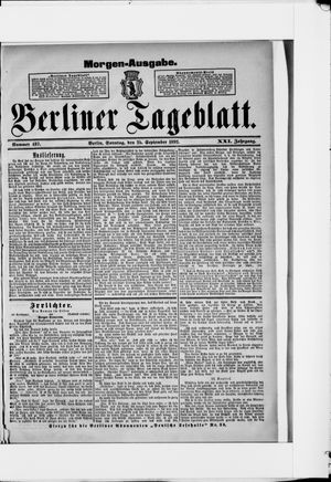 Berliner Tageblatt und Handels-Zeitung vom 25.09.1892