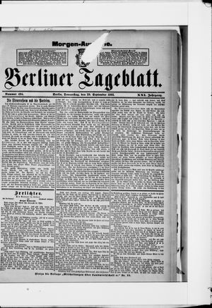 Berliner Tageblatt und Handels-Zeitung vom 29.09.1892