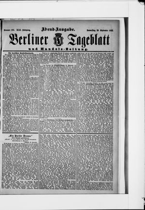 Berliner Tageblatt und Handels-Zeitung vom 29.09.1892