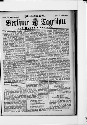 Berliner Tageblatt und Handels-Zeitung vom 14.10.1892