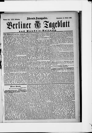 Berliner Tageblatt und Handels-Zeitung on Oct 15, 1892