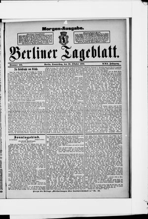 Berliner Tageblatt und Handels-Zeitung vom 20.10.1892