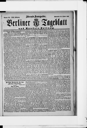 Berliner Tageblatt und Handels-Zeitung on Oct 29, 1892