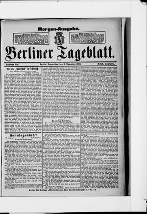 Berliner Tageblatt und Handels-Zeitung on Nov 3, 1892