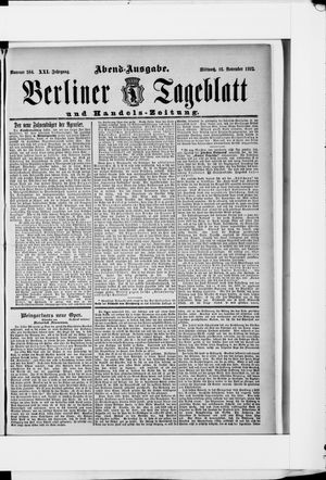Berliner Tageblatt und Handels-Zeitung vom 16.11.1892