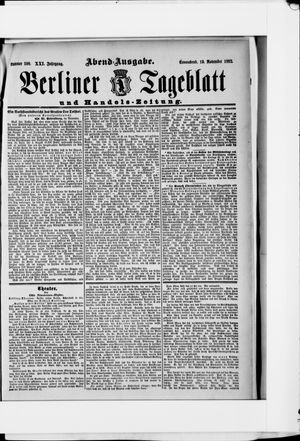 Berliner Tageblatt und Handels-Zeitung vom 19.11.1892