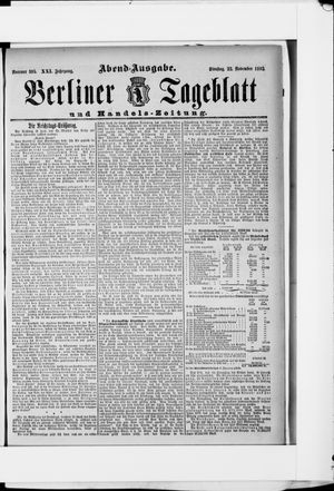 Berliner Tageblatt und Handels-Zeitung vom 22.11.1892