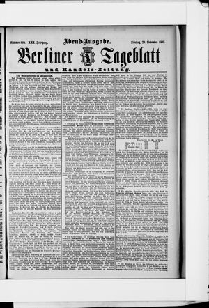 Berliner Tageblatt und Handels-Zeitung vom 29.11.1892