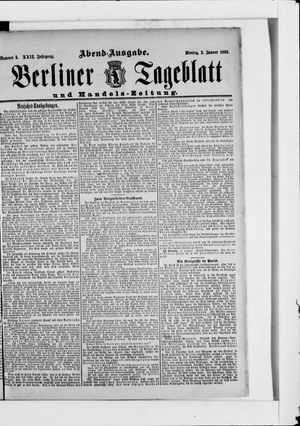 Berliner Tageblatt und Handels-Zeitung vom 02.01.1893