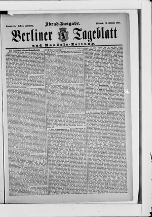 Berliner Tageblatt und Handels-Zeitung vom 15.02.1893