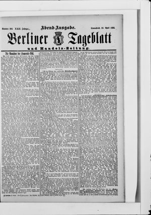 Berliner Tageblatt und Handels-Zeitung vom 22.04.1893