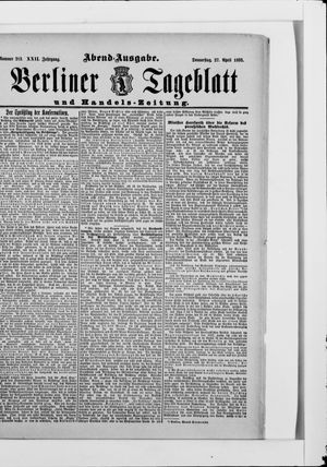 Berliner Tageblatt und Handels-Zeitung vom 27.04.1893