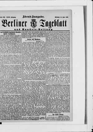 Berliner Tageblatt und Handels-Zeitung vom 14.06.1893