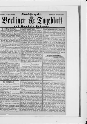 Berliner Tageblatt und Handels-Zeitung on Sep 6, 1893