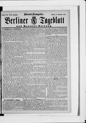 Berliner Tageblatt und Handels-Zeitung on Sep 18, 1893