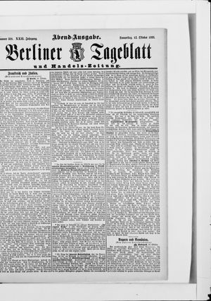 Berliner Tageblatt und Handels-Zeitung vom 12.10.1893
