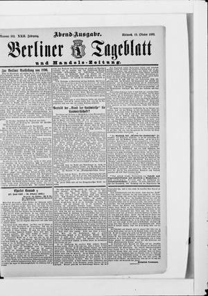 Berliner Tageblatt und Handels-Zeitung on Oct 18, 1893