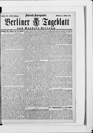 Berliner Tageblatt und Handels-Zeitung vom 25.10.1893