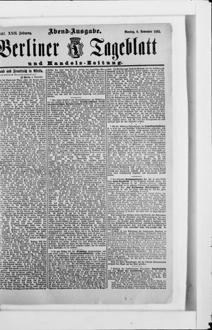 Berliner Tageblatt und Handels-Zeitung on Nov 6, 1893