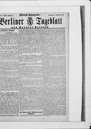 Berliner Tageblatt und Handels-Zeitung on Nov 9, 1893