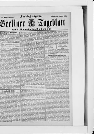 Berliner Tageblatt und Handels-Zeitung on Dec 12, 1893