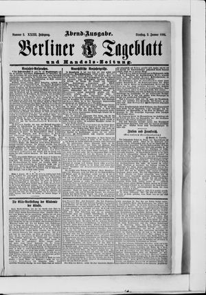 Berliner Tageblatt und Handels-Zeitung vom 01.01.1894