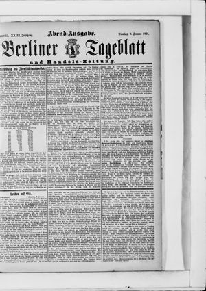 Berliner Tageblatt und Handels-Zeitung vom 09.01.1894