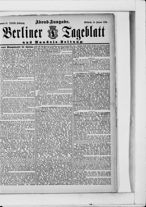 Berliner Tageblatt und Handels-Zeitung vom 10.01.1894